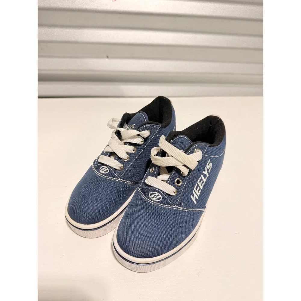 Heelys Wheeled Skate Shoes Youth 1 Navy Blue Canvas Roller Sneakers Kids